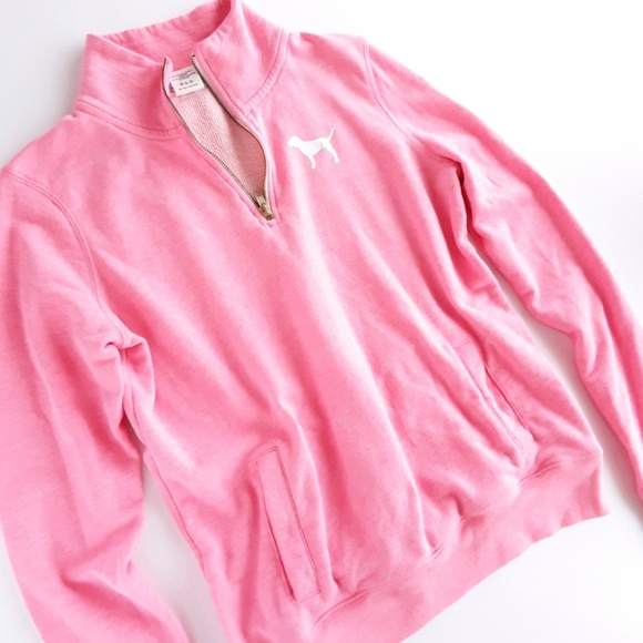 PINK VS Quarter Zip Graphic Pullover Sweatshirt XS - Picture 2 of 7